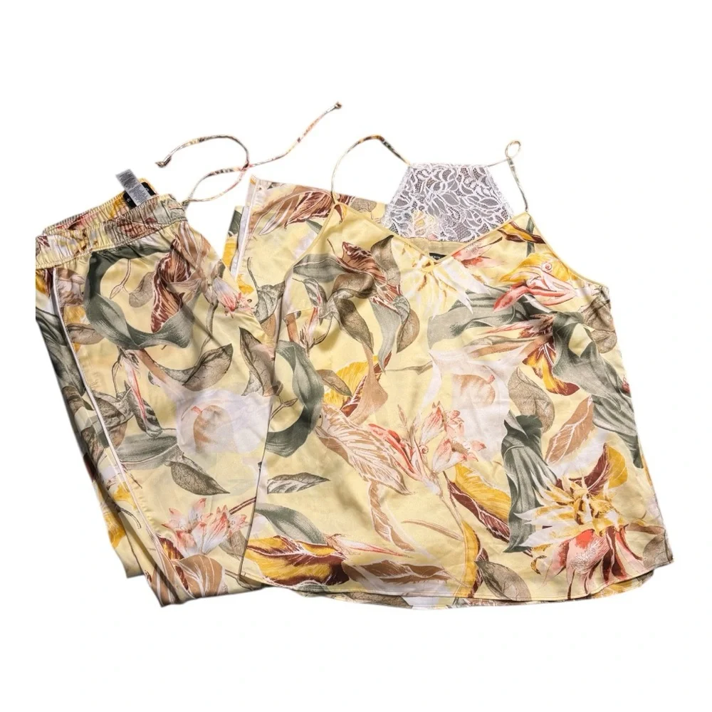 White House Black Market Floral Pajama Set - Yellow and Green - Picture 1 of 9